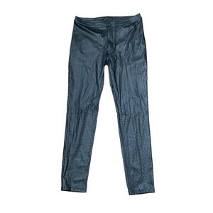 H&M Polyurethane‎ Coat Pants Size 8 Black Triangle Openings Pleather 31X29